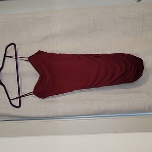 Burgundy Ruched Mini Dress